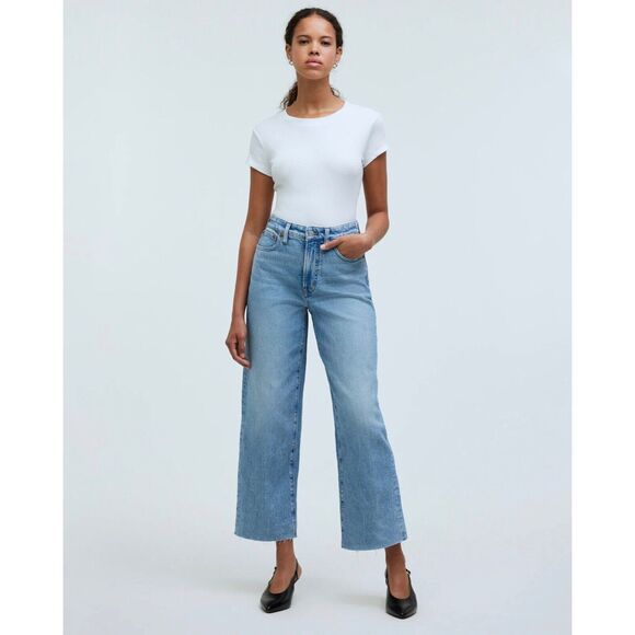 MADEWELL Curvy Perfect Vintage Wide-Leg Crop Altoona Wash RAW HEM EDITION 25 PET - Picture 1 of 5